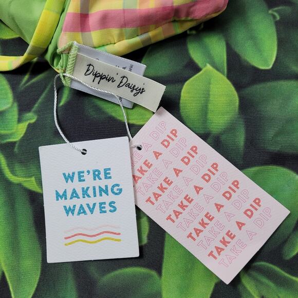 NWT Dippin' Daisy's Zen Knot Front Plaid Bikini Top sz Large might be Reversible - Picture 9 of 11